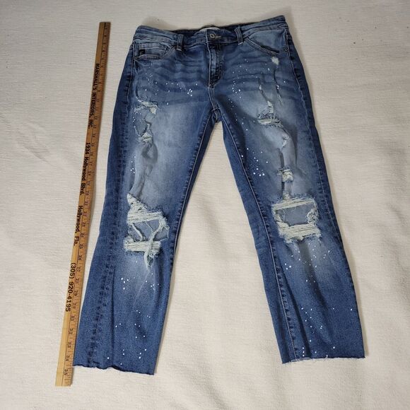 Kancan Jeans Womens Sz 11/29 Distressed Medium Wash University College School - Picture 4 of 16